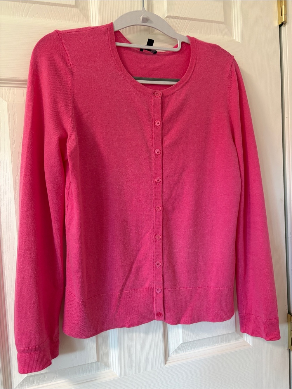 Talbots Bright Pink Crewneck Button Cardigan, Sz MP